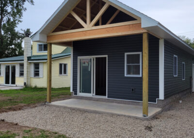 garage shed with sliding glass door